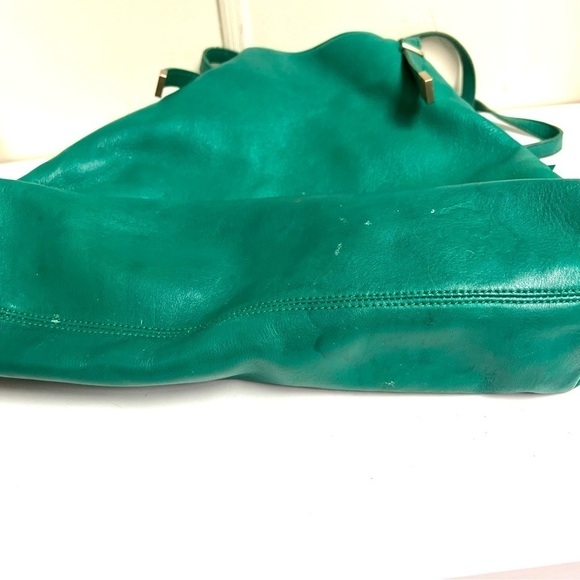 JOIE Edie Large Tote Bag in Green Leather with Gold Hardware expandable. - Picture 11 of 11